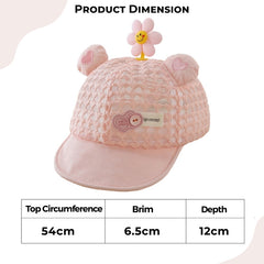 BEMBIKA Baby Cotton Cap with Safety and Comfort Baby Turban-(Love Flower Mesh – Pink)