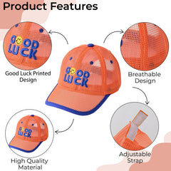 BEMBIKA Baby Cotton Cap with Safety and Comfort Baby Turban-(Smiley Face – Orange)