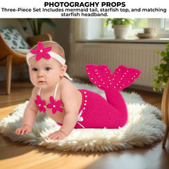 Bembika Photography Costume for Babies – Newborn & Infant Photo Shoot Outfit, Designer Baby Clothes & Themed Photography Props -(Mermaid Plum Red)(3-6 Months)