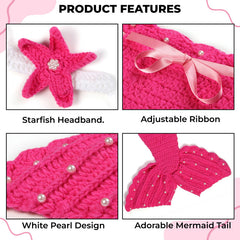 Bembika Photography Costume for Babies – Newborn & Infant Photo Shoot Outfit, Designer Baby Clothes & Themed Photography Props -(Mermaid Plum Red)(3-6 Months)