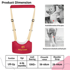 Bembika Walker Supporter Belt for Toddler – Baby Walking Harness Adjustable Toddler Infant Safety Harness Baby Walker Assistant Belt Kids Walker Helper-(Bright Red)
