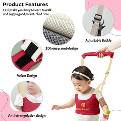 Bembika Walker Supporter Belt for Toddler – Baby Walking Harness Adjustable Toddler Infant Safety Harness Baby Walker Assistant Belt Kids Walker Helper-(Bright Red)