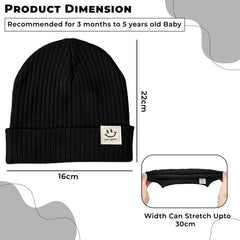BEMBIKA Baby Cotton Cap with Safety and Comfort Baby Turban-(Black)