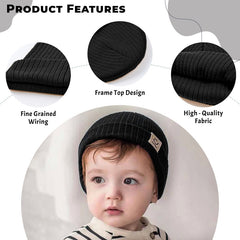 BEMBIKA Baby Cotton Cap with Safety and Comfort Baby Turban-(Black)