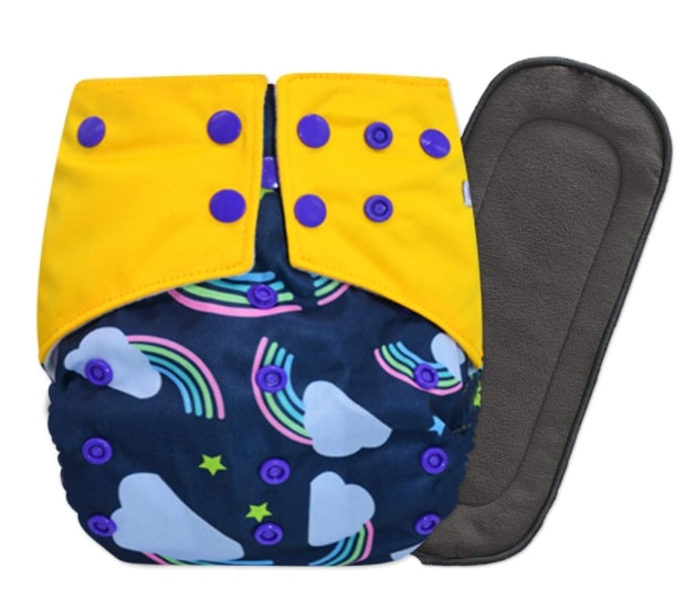 Reusable Baby Cloth Diaper with Adjustable Snap Buttons and Insert (Set of 1)