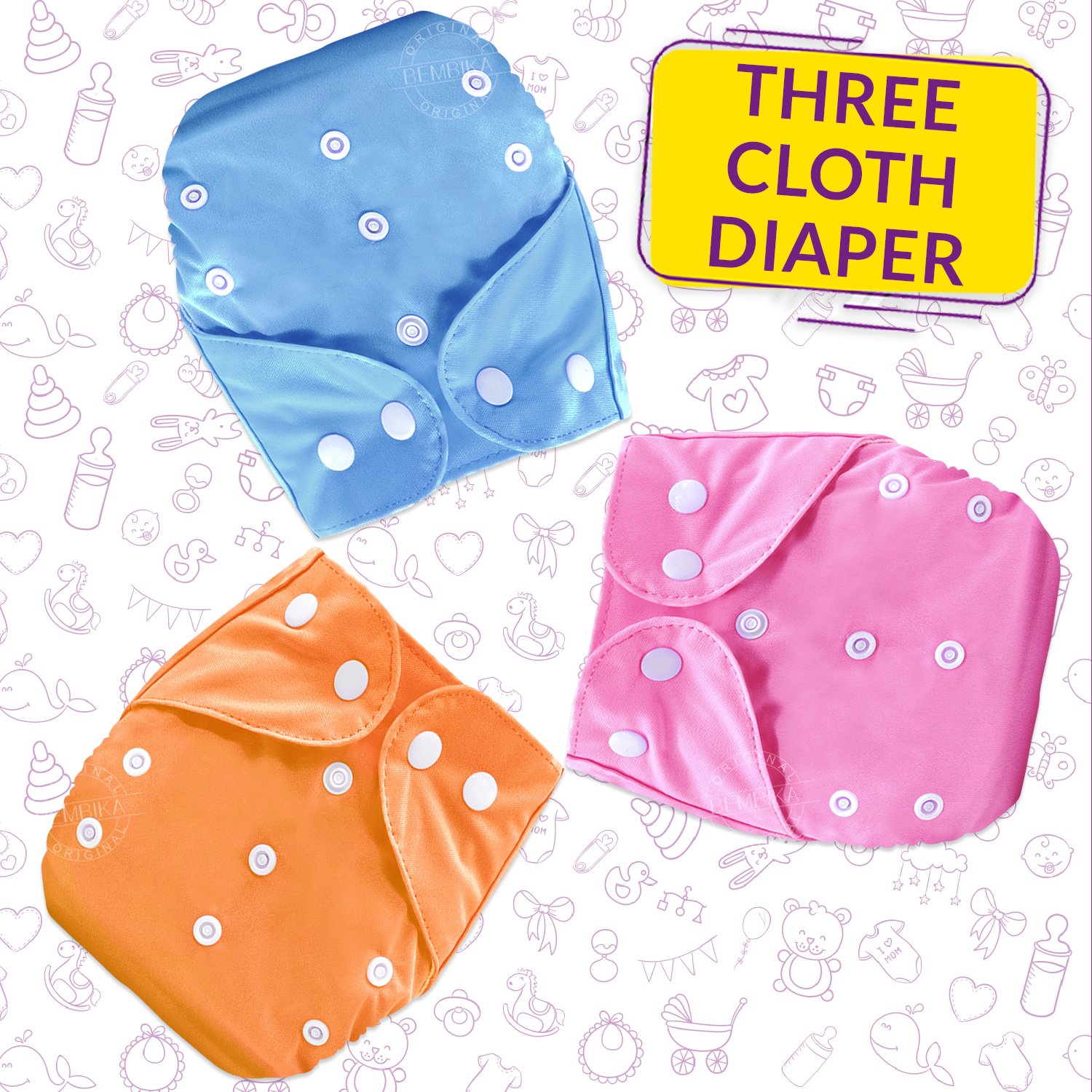 Bembika Baby Pocket Cloth Diapers Reusable Cloth Diapers Washable  Adjustable Cloth Diapers One Size Adjustable Reusable (7 Pack) (0-2 Years)  (No Inserts Included) : Buy Online at Best Price in KSA 