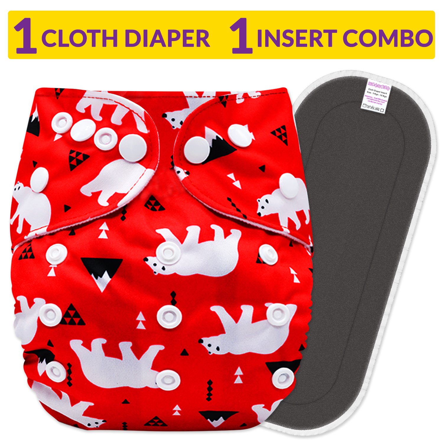 A Plus Printed Bear With Bamboo Charcoal 5L Cloth Diaper - Bembika ...