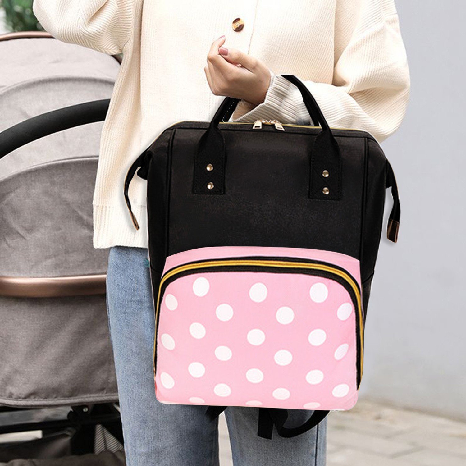 Polka dot hotsell diaper bag backpack