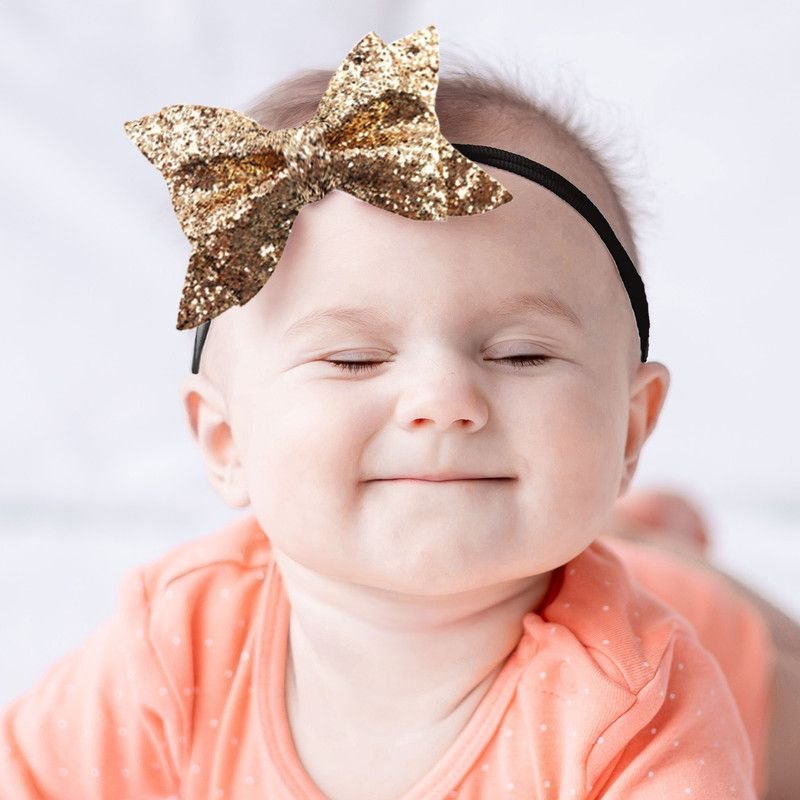 Bembika Bow Headband For Baby Girl – golden - Bembika - Baby Essentials ,  Diaper & Accessories, Feeding Essentials ,Headband, School Supplies